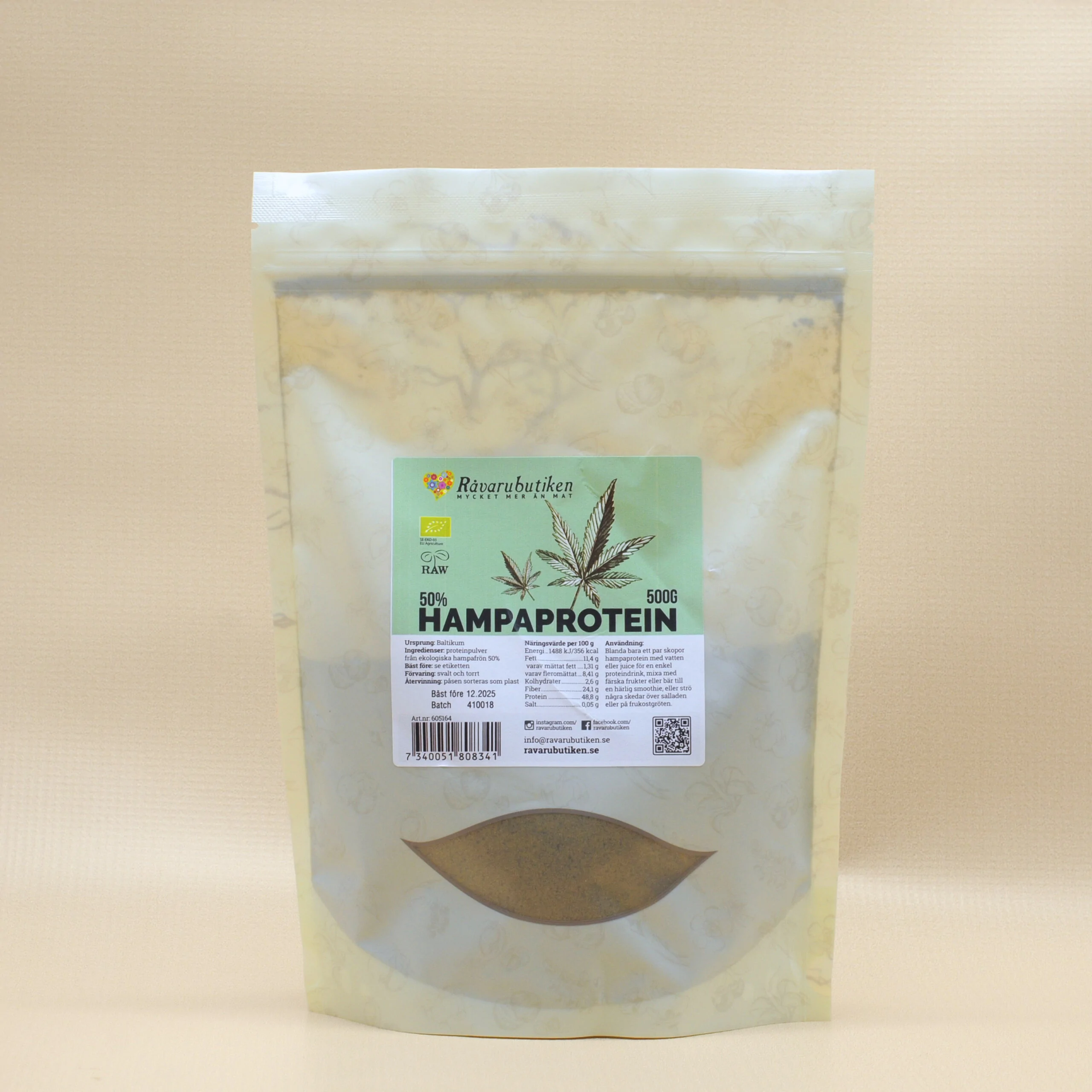Hampaprotein 50% RAW&EKO 500g