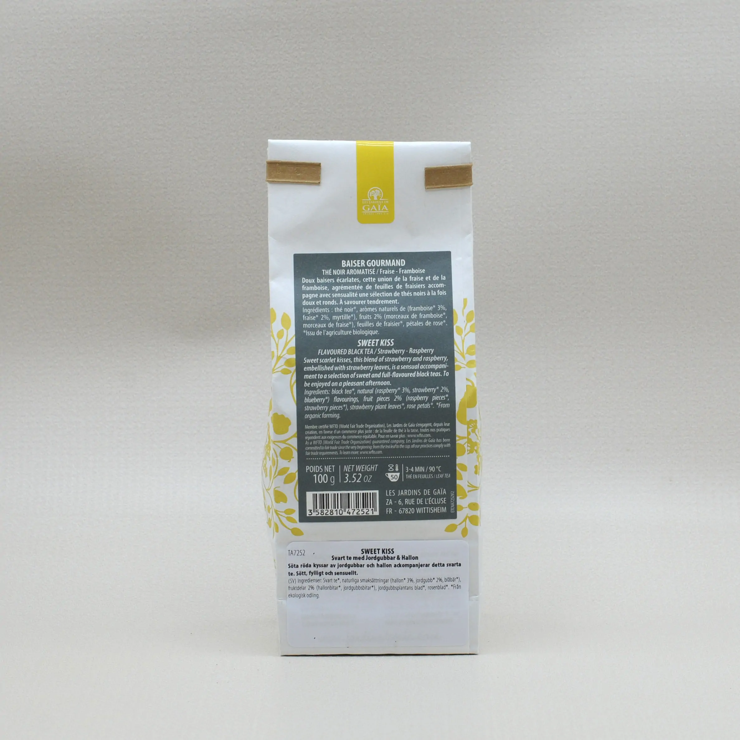 Les Jardins de Gaïa Sweet Kiss Jordgubbe Hallon Svart Te EKO 100g