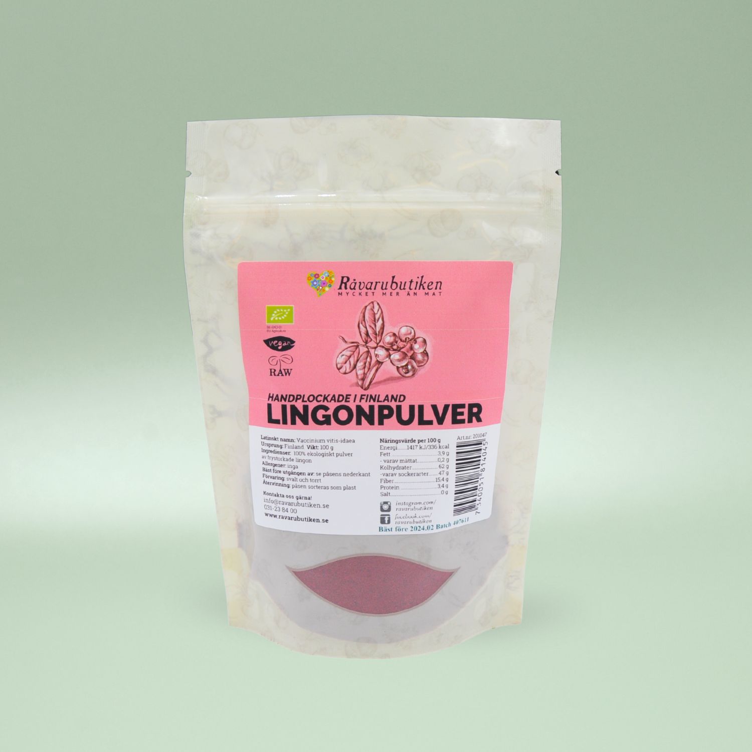 Lingonpulver Nordisk RAW&EKO 200g