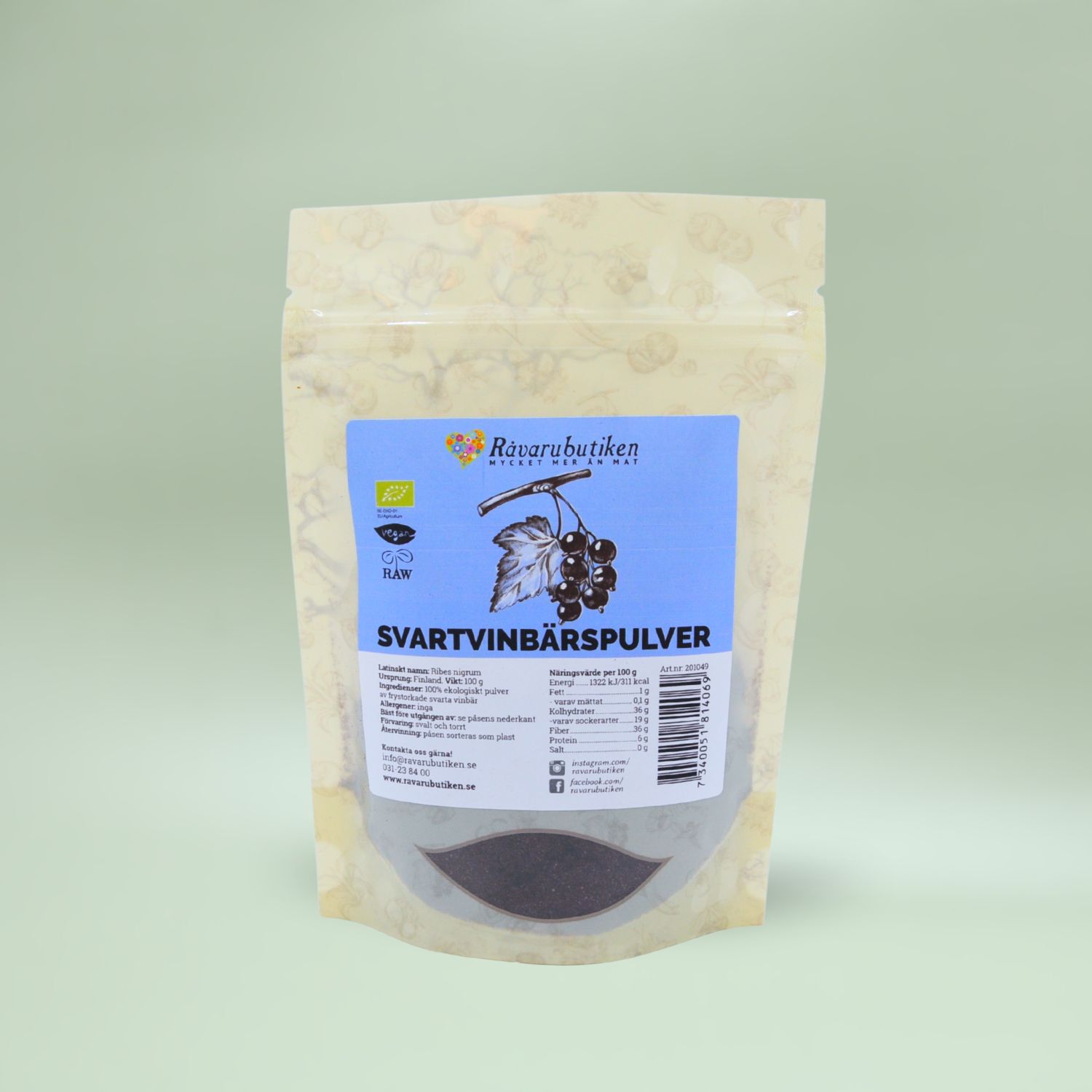 Svarta Vinbärspulver Nordisk RAW&EKO 200g