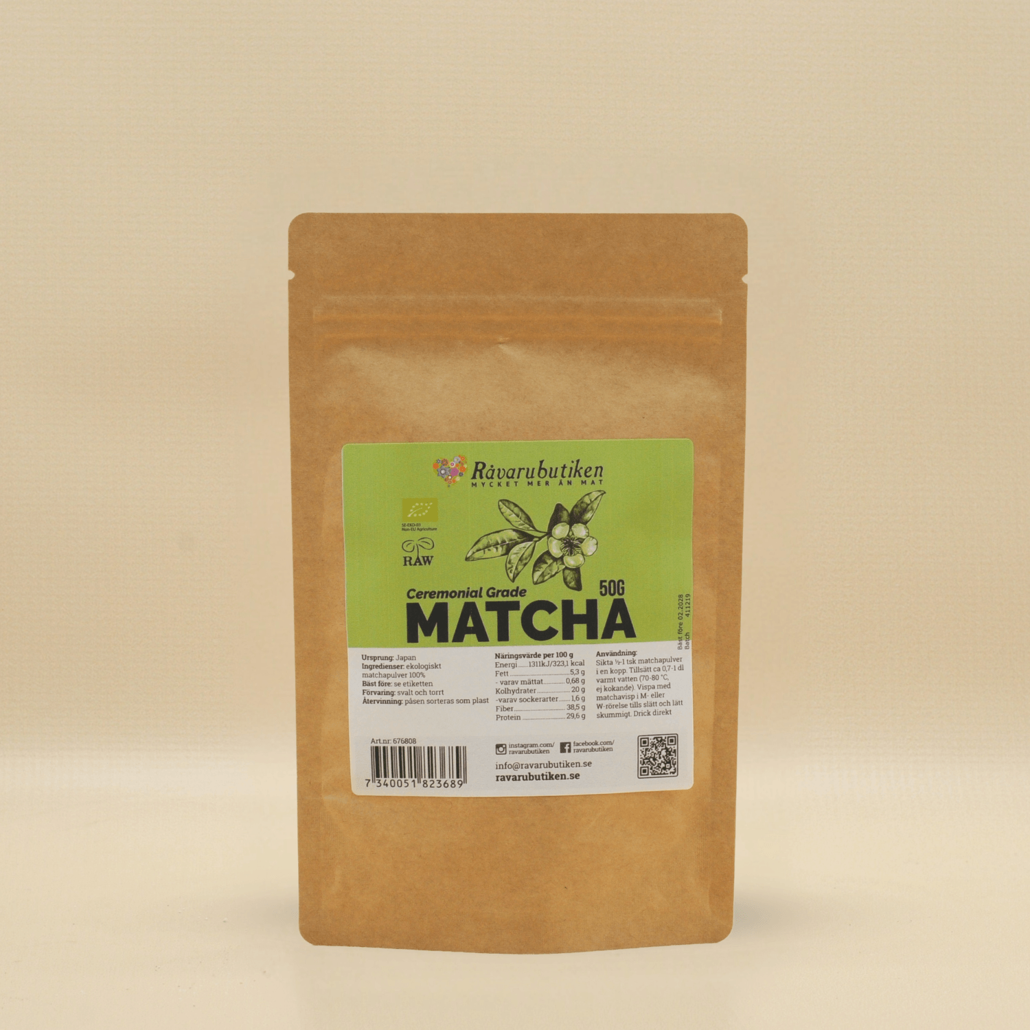 Matchapulver Ceremonial RAW&EKO 50g